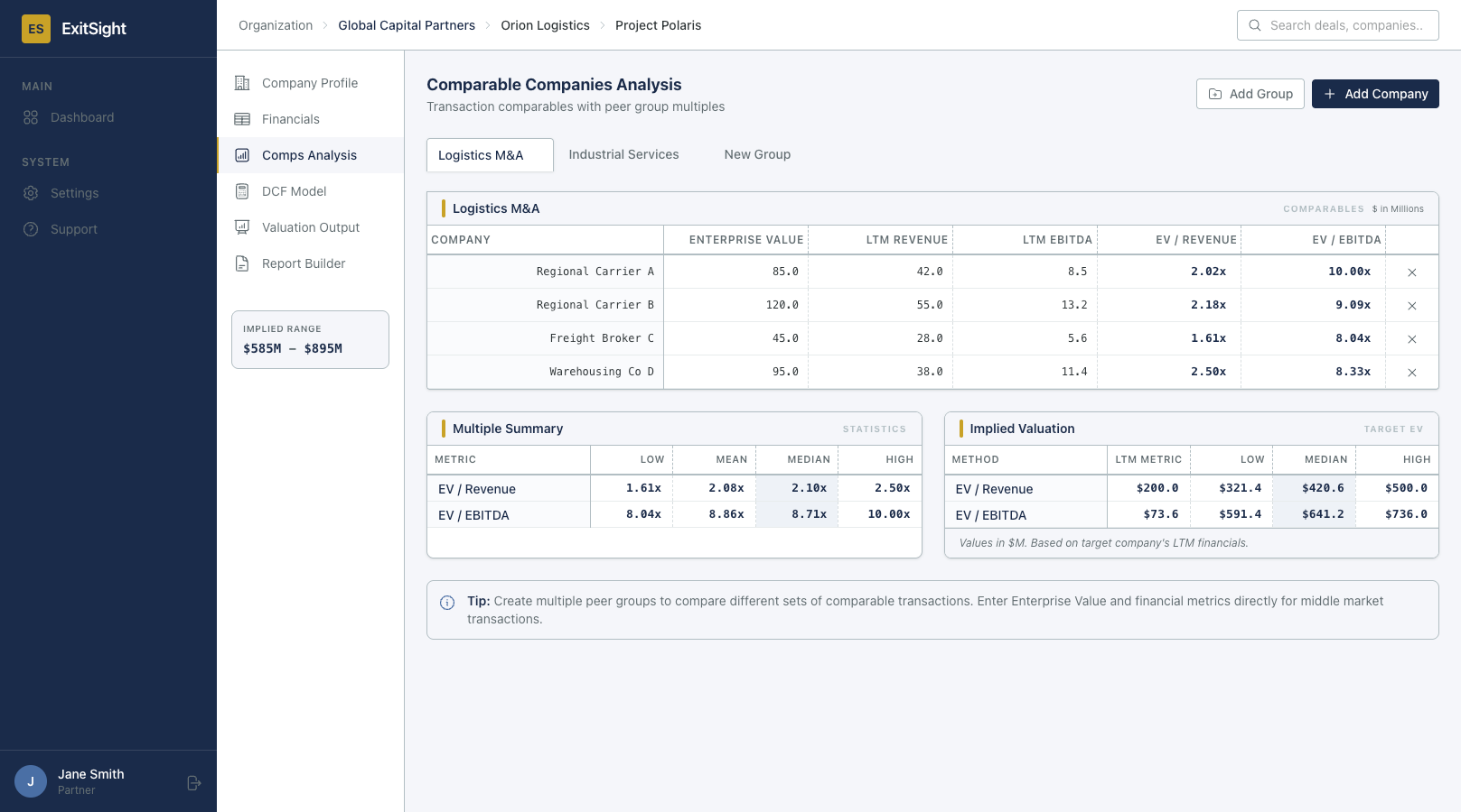 ExitSight valuation platform